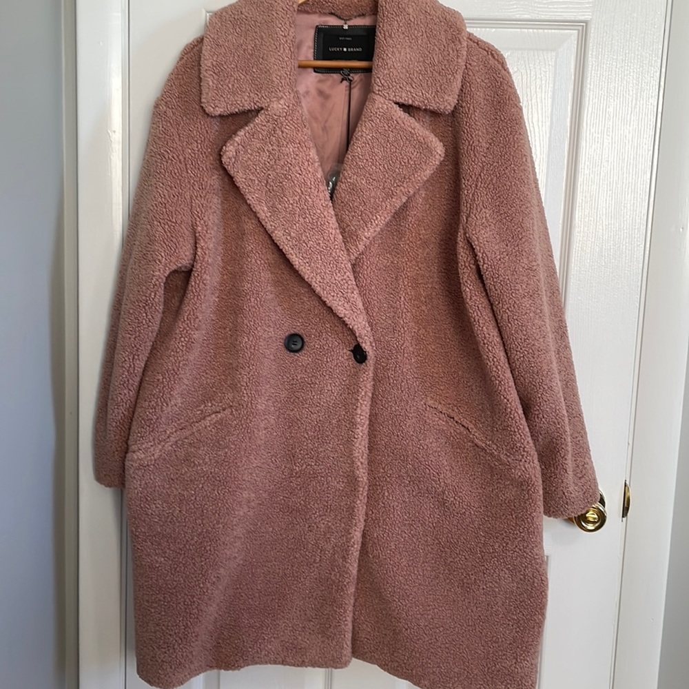 Boiled wool pink coat